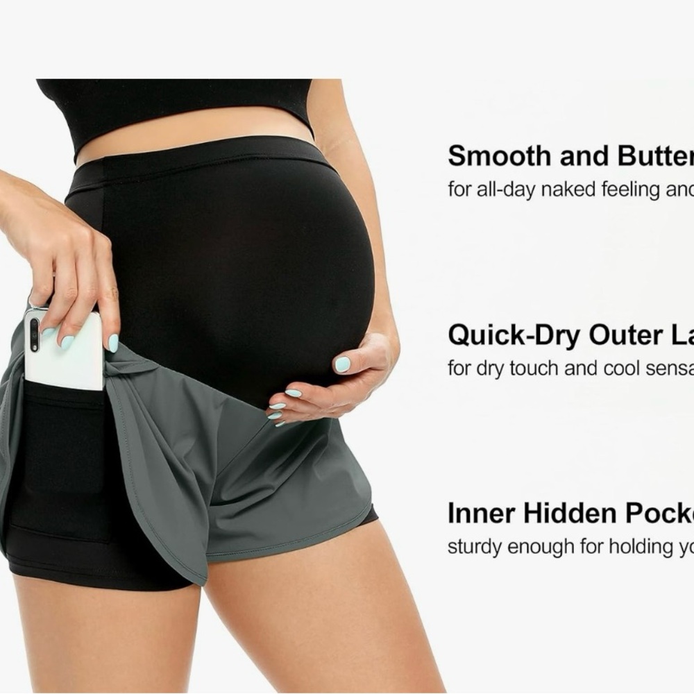 NWOT AMPOSH Women’s Maternity Workout Shorts Over Belly ButteryYogaRunning short - Picture 4 of 10